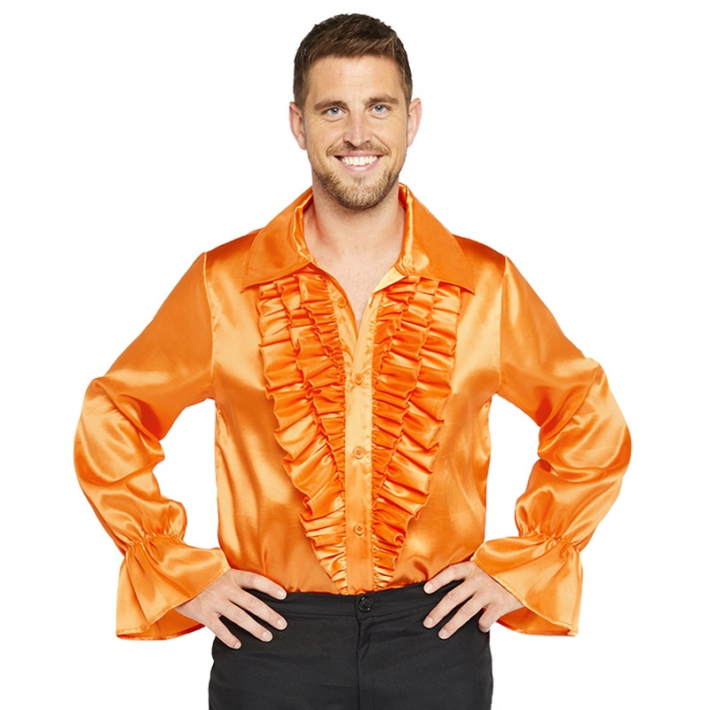 Orange ruffle shirt for men S