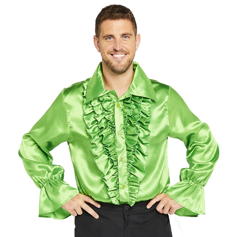 Ruffle shirt in green for men S