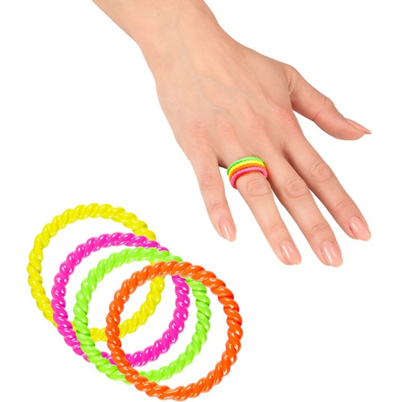 Shrill neon rings in a set