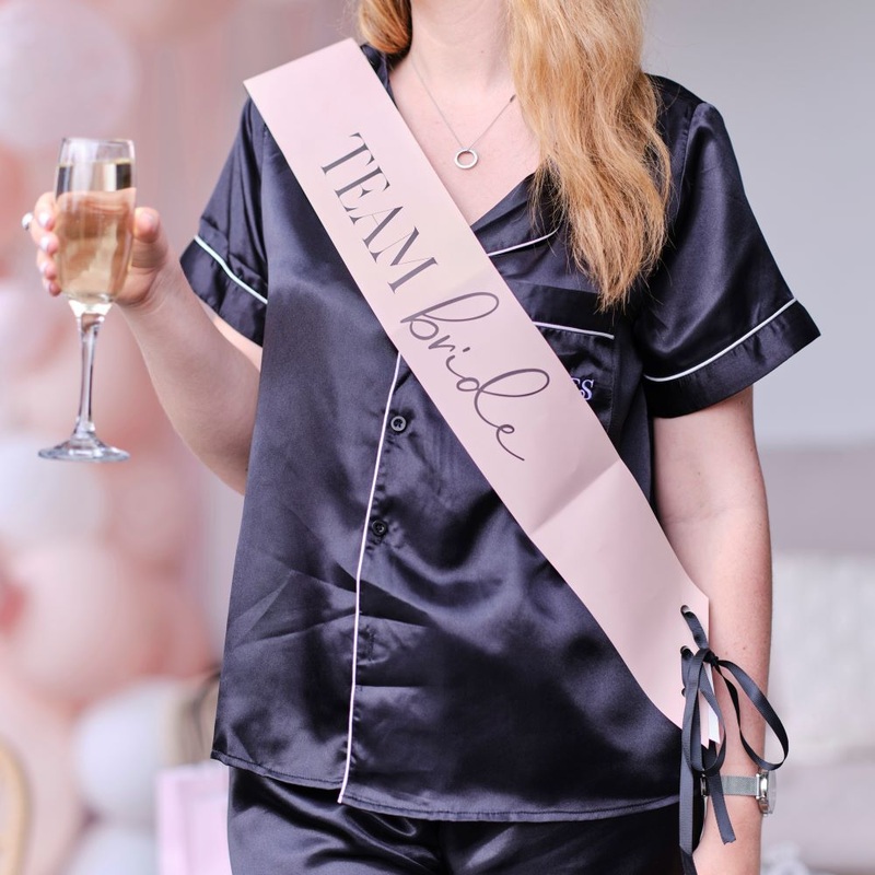 6 Pink & Black Team Bride Sash