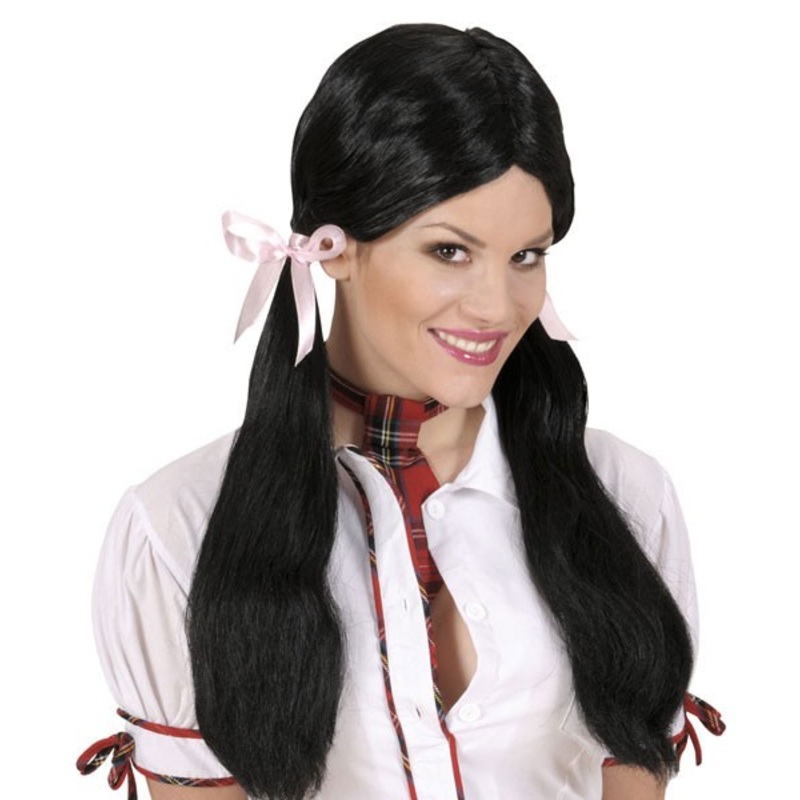 Black Sonja school girl plait wig