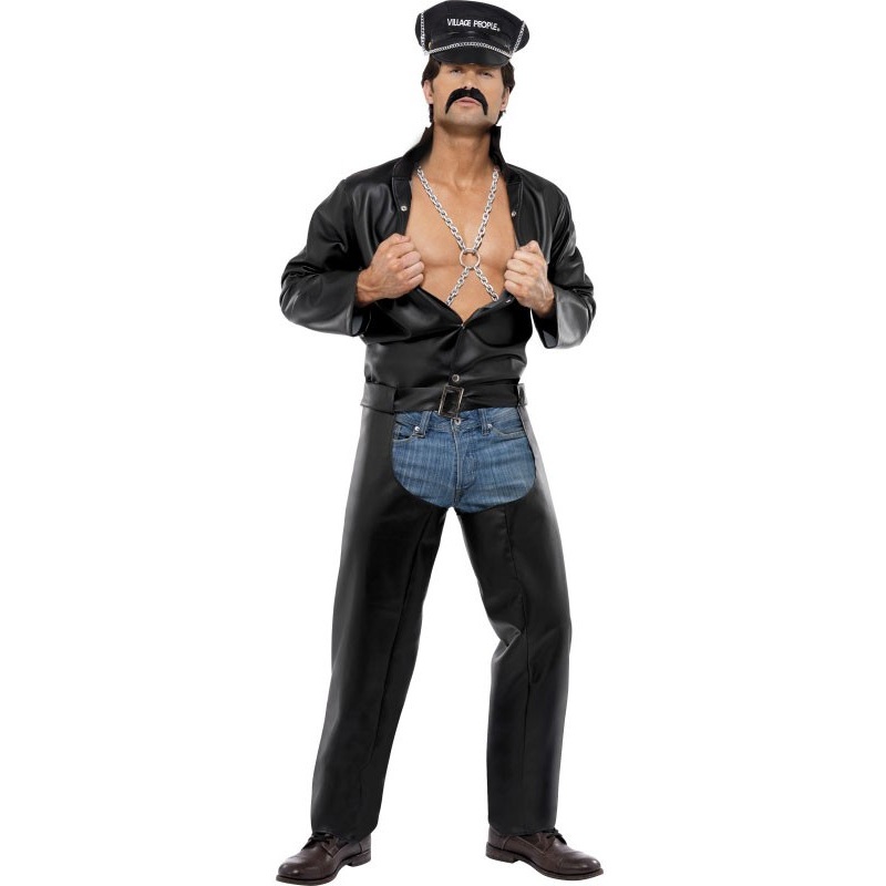 Black Village People Biker Costume