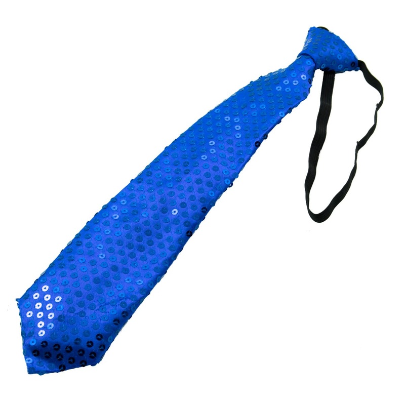Blue sequin tie with LED