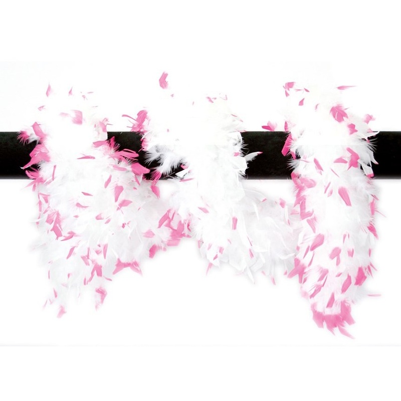 Feather boa feather scarf pink-white 180cm