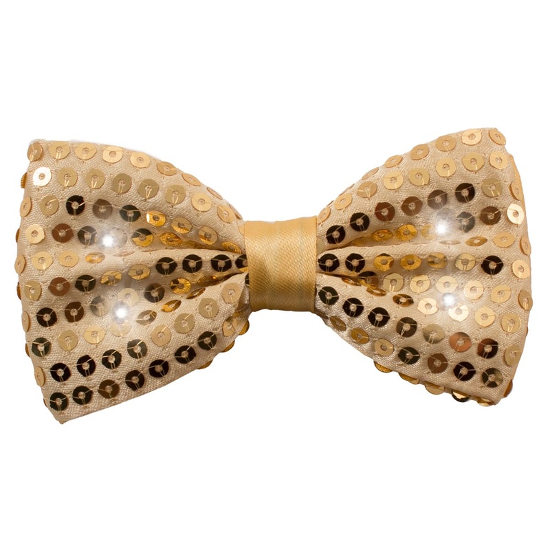 Luminous LED sequin bow tie gold