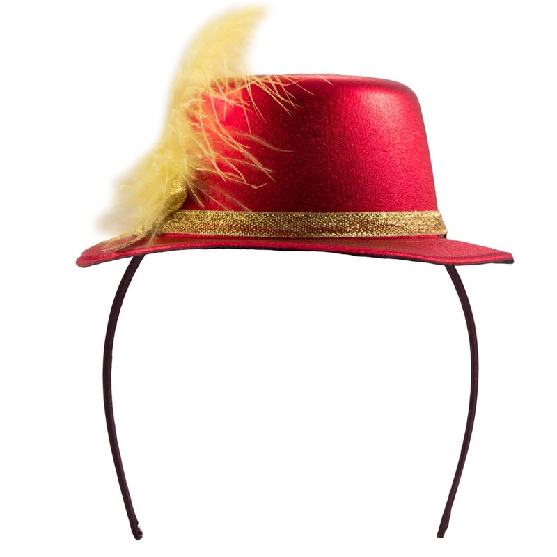 Mini hat on headband with gold feather