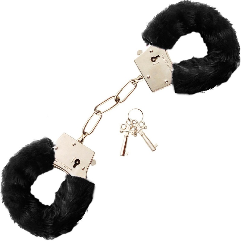 Plush handcuffs with black fur