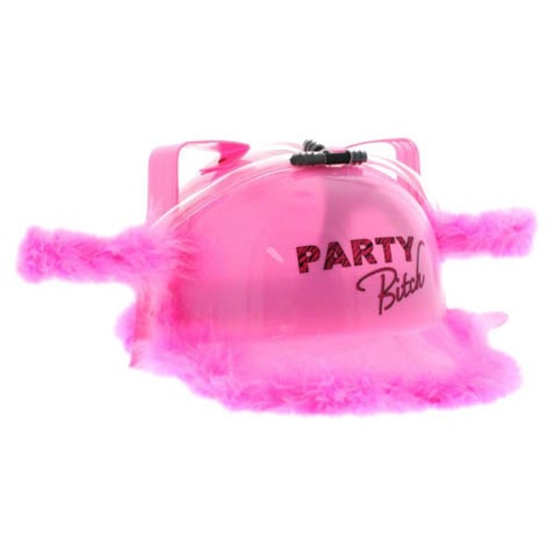 Plush party bitch drinking helmet pink