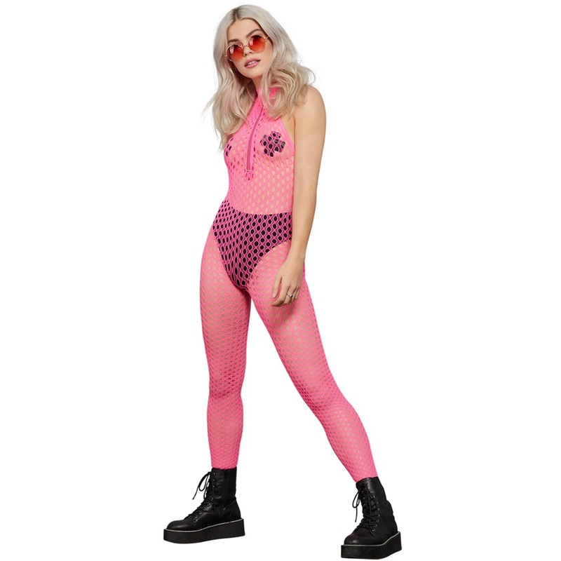 Sexy bodysuit for women in neon pink