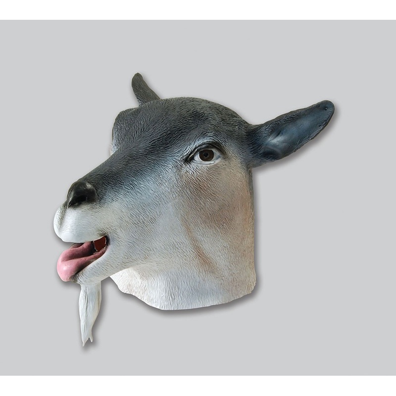 Authentic goat full head mask white-gray