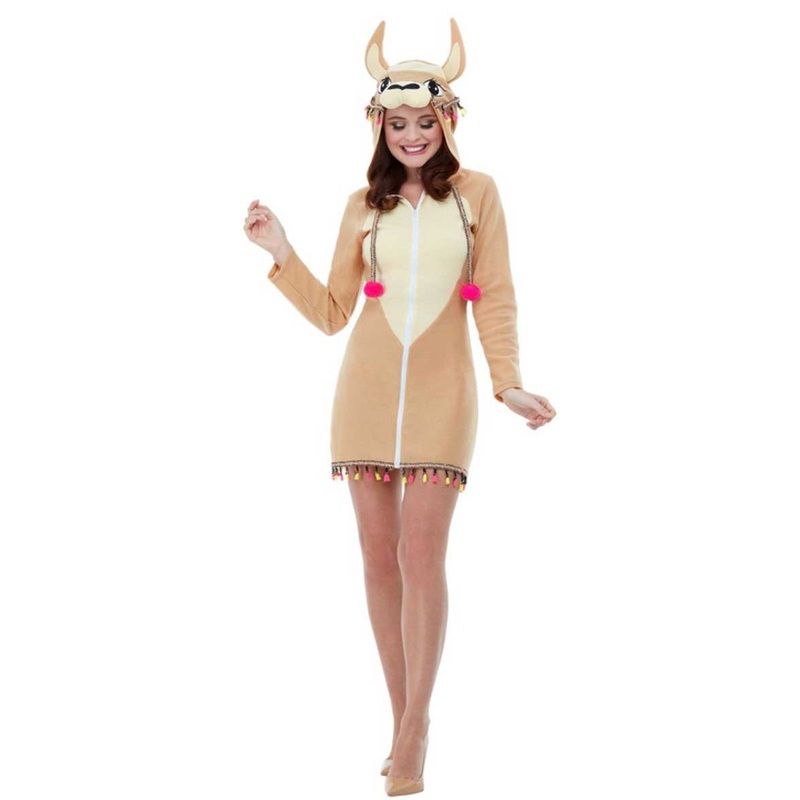 Cheeky llama dress with hood XS