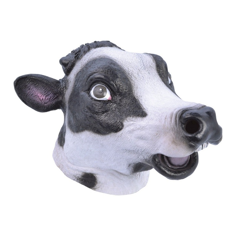 Cow full head mask black-multicolored