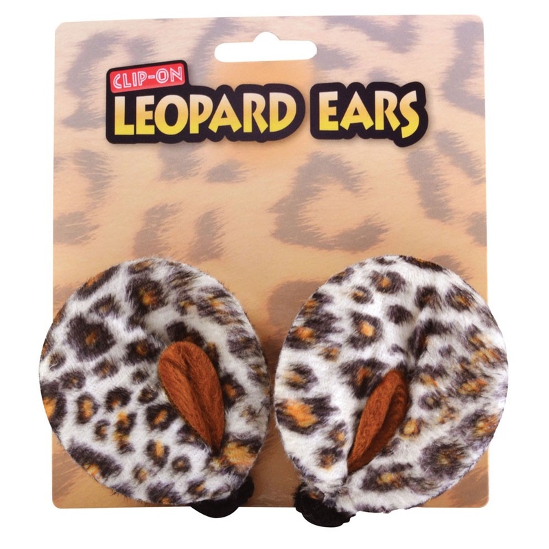 Fluffy leopard ears on hair clip
