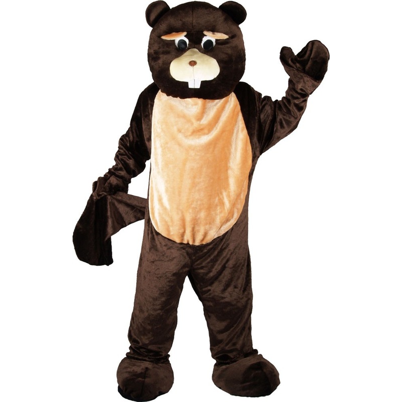 Plush beaver mascot costume deluxe