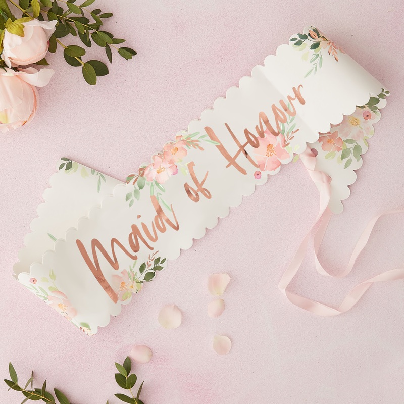 Rosy Bride Maid of Honor Sash 76cm