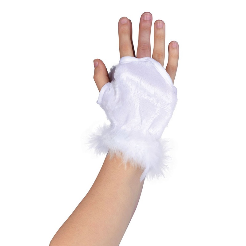 White plush fur gloves