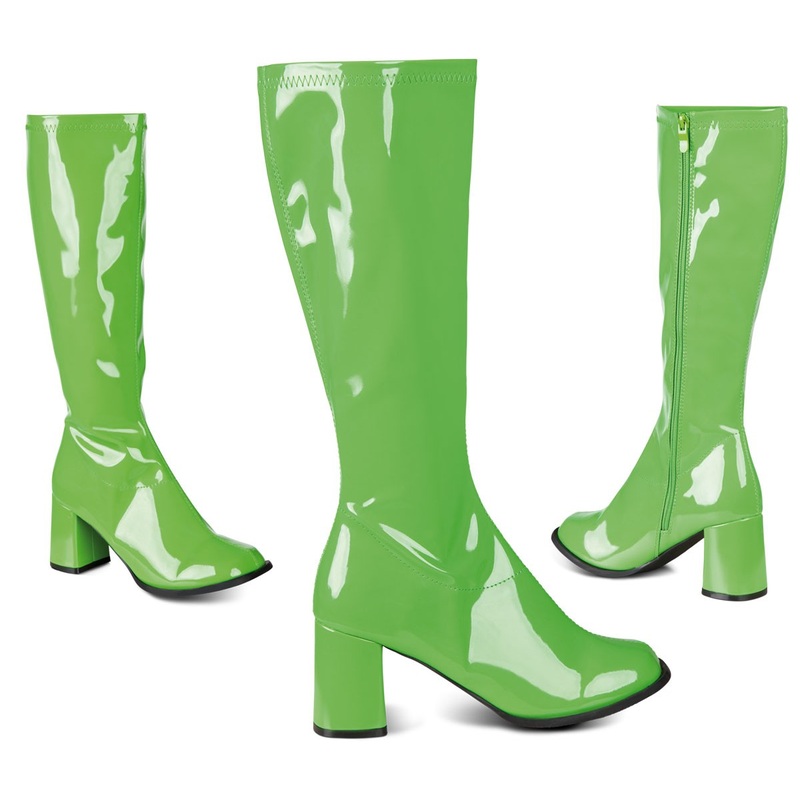 70s green patent leather boots