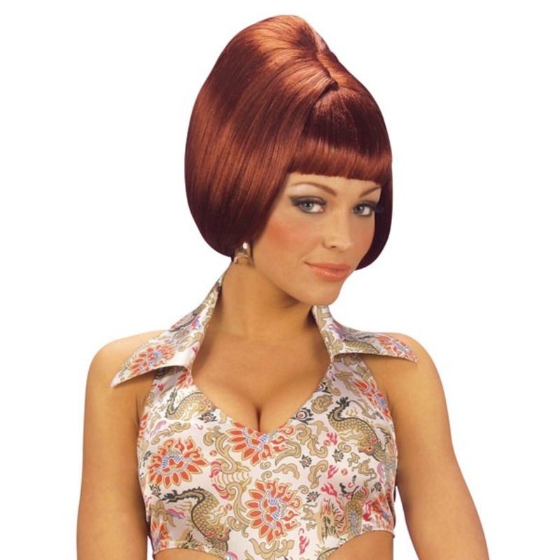 70s red women's bob wig