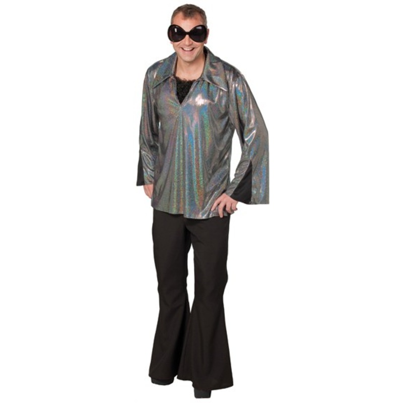 Black Disco Fever flared pants for men 48
