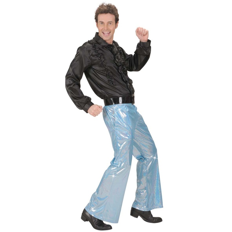 Blue glitter disco pants M-L