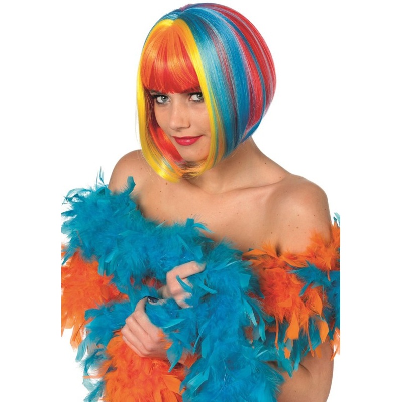 Colorful rainbow bob wig