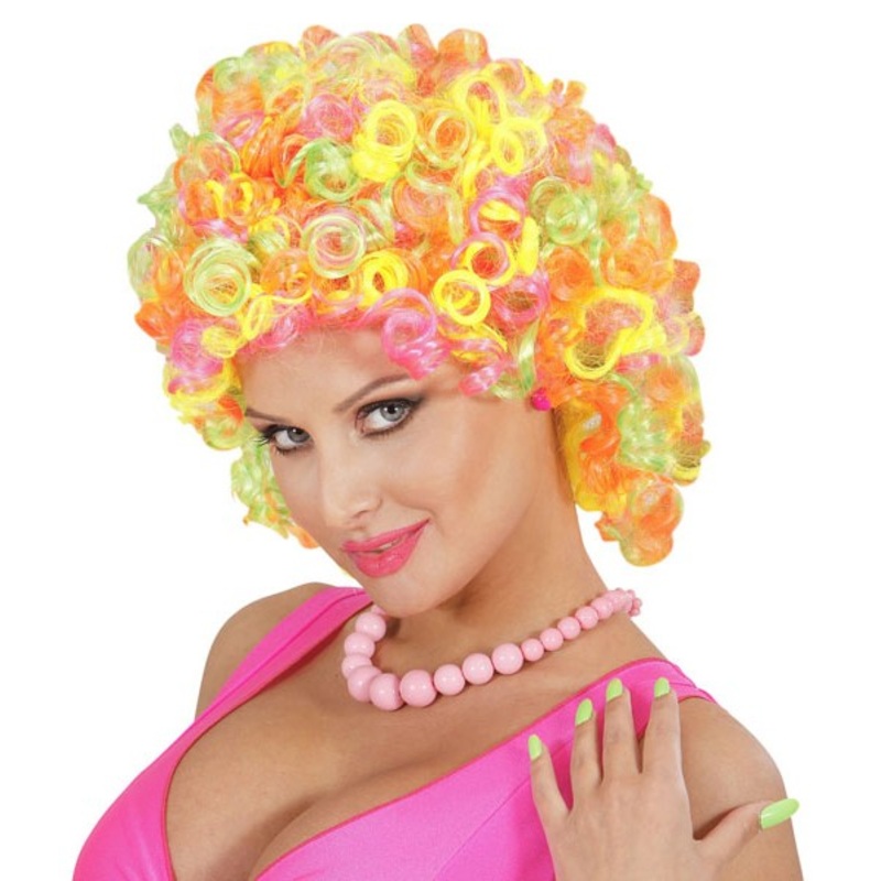 Crazy curly wig neon-colored