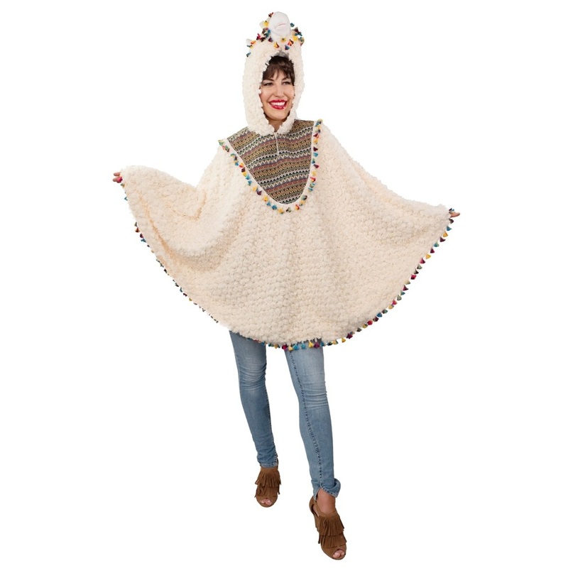Fluffy lama poncho Katina