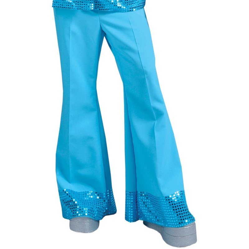 Glitter disco bell-bottoms turquoise men 48-50