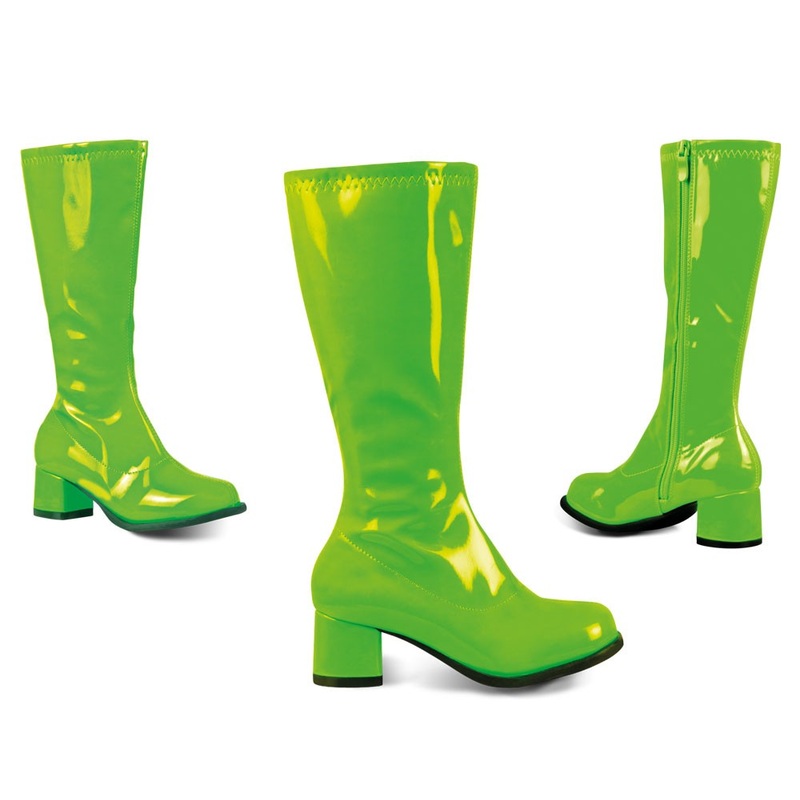Green 70s patent leather boots 30