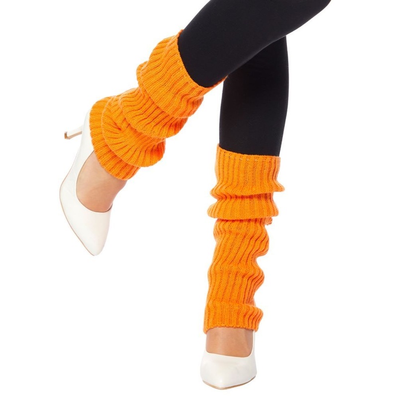 Leg warmers for women neon orange long