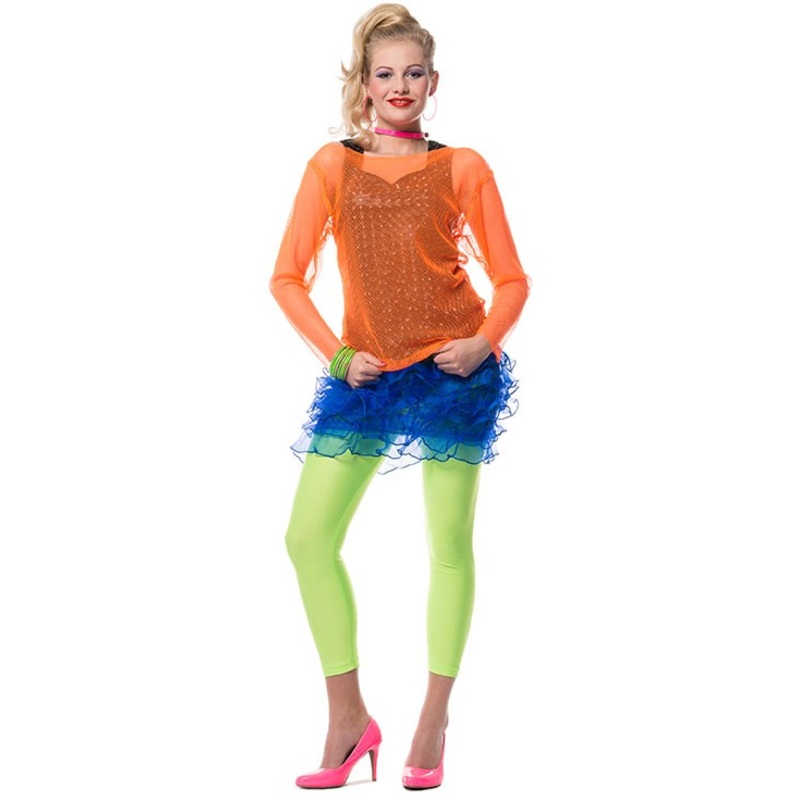 Neon splash orange fishnet shirt for women S