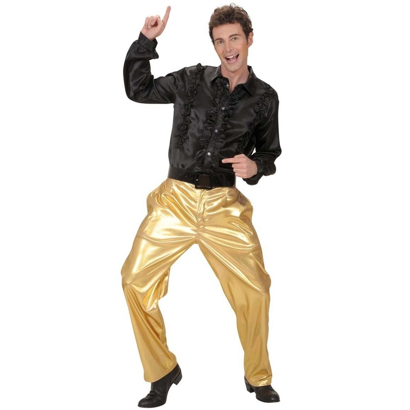 Shiny disco pants for men gold M-L