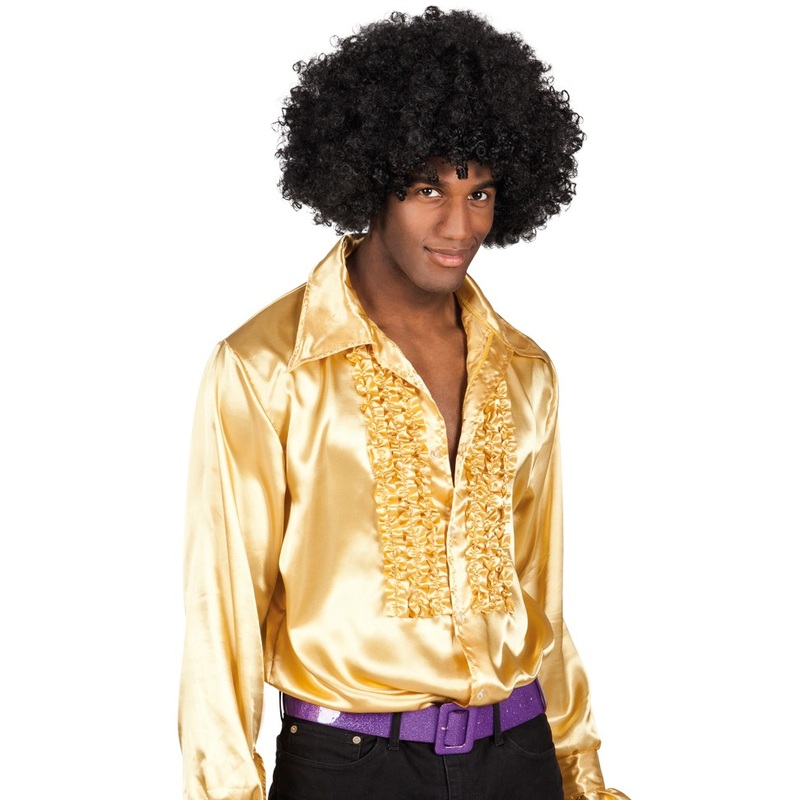 Shiny Ruffle Shirt Gold M