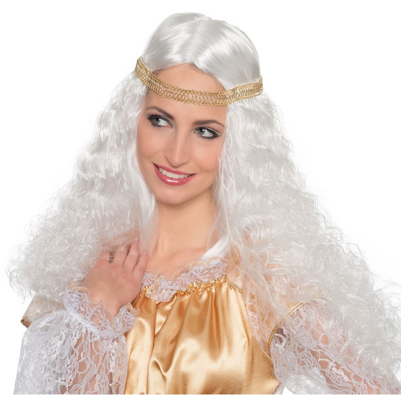 Silky curly hair angel wig white