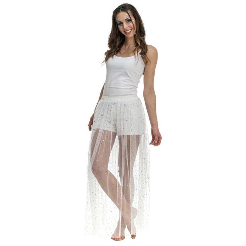 Transparent white one size skirt with glitter