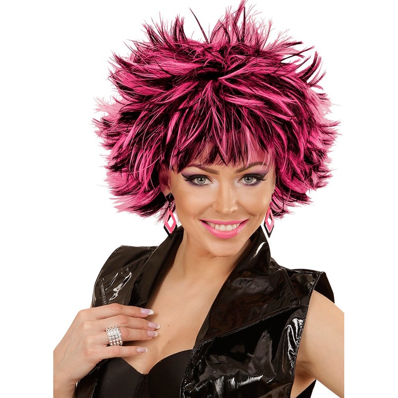 80s wig Stacy black pink