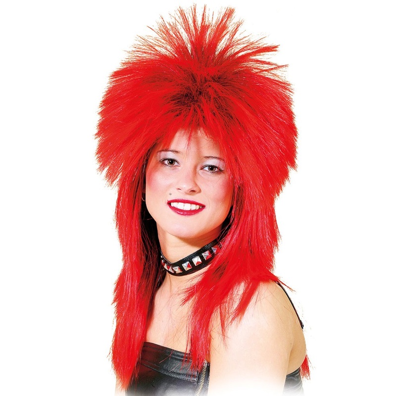Adjustable rock star wig red