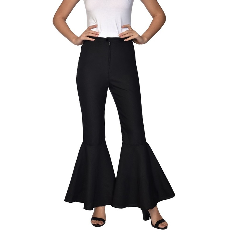 Black 70s flared trousers Amy for women 34-36
