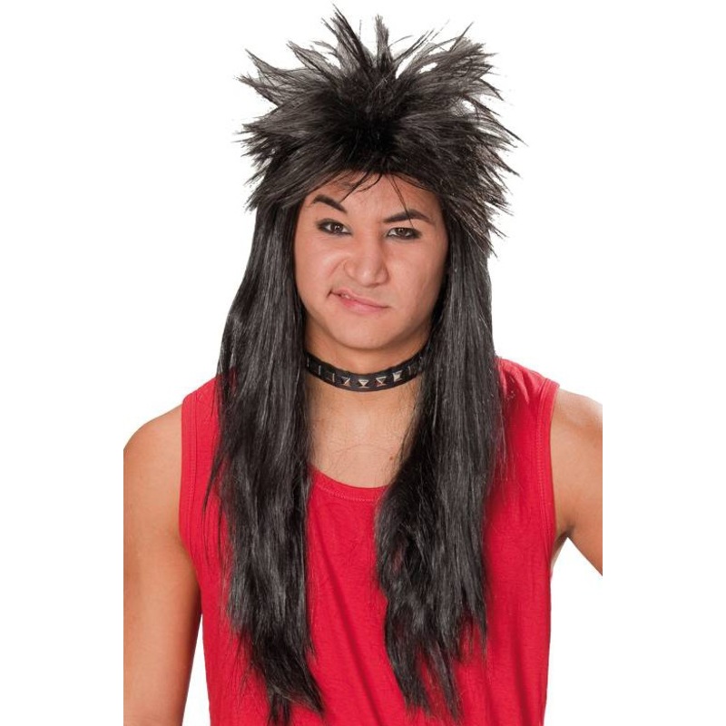 Black rock star punk wig