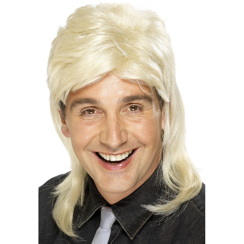 Blonde mullet men's wig