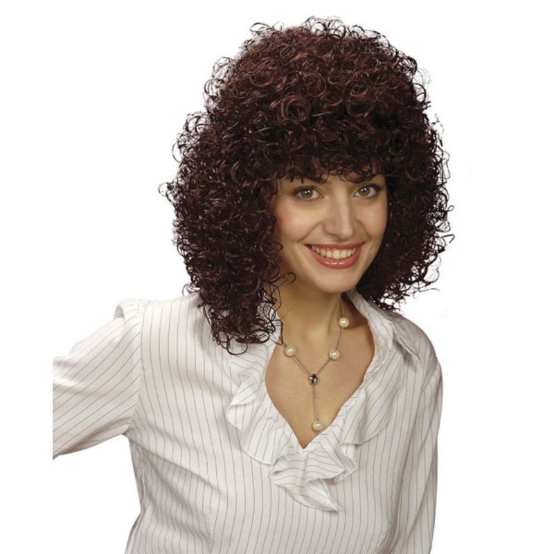 Brown 80s perm wig