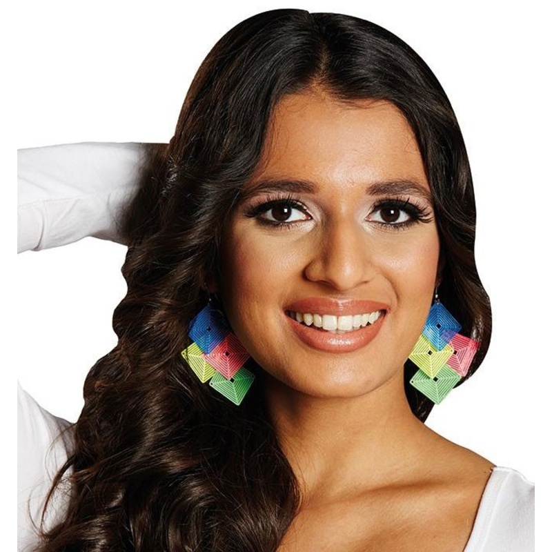 Colorful 80s earrings squares