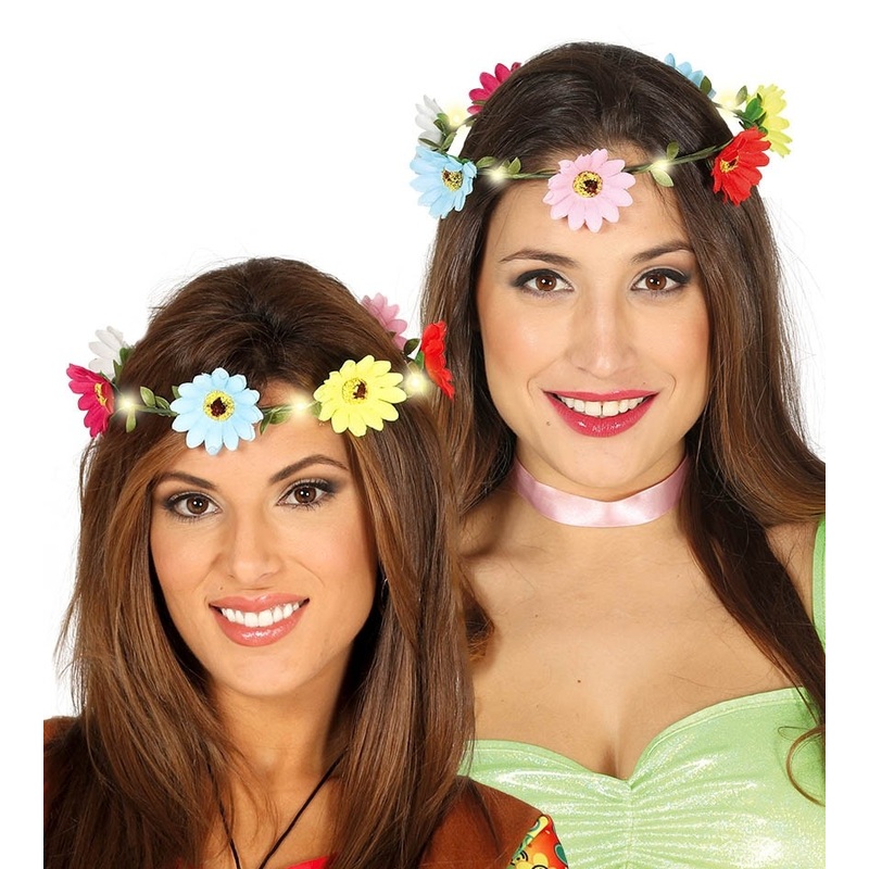 Colorful floral hair wreath with LED
