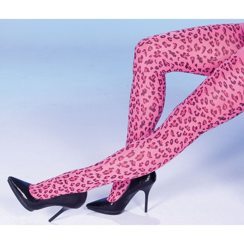Leopard tights pink