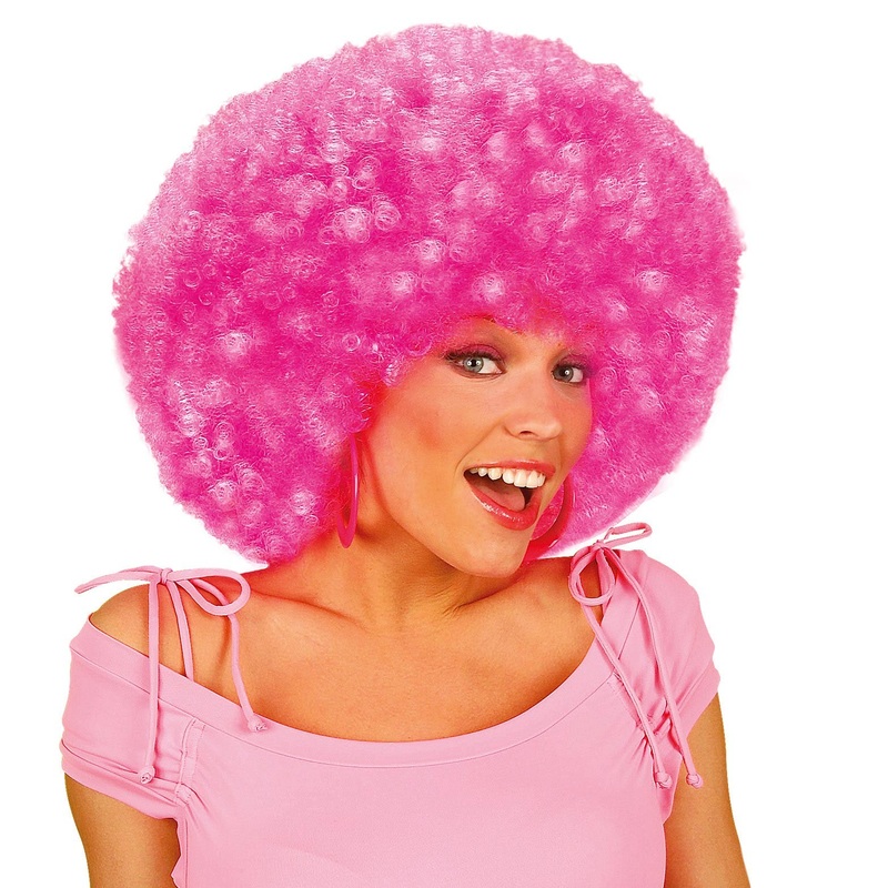 Neon pink maxi afro wig
