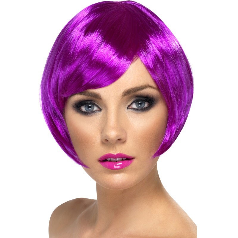 Purple bob wig with bangs