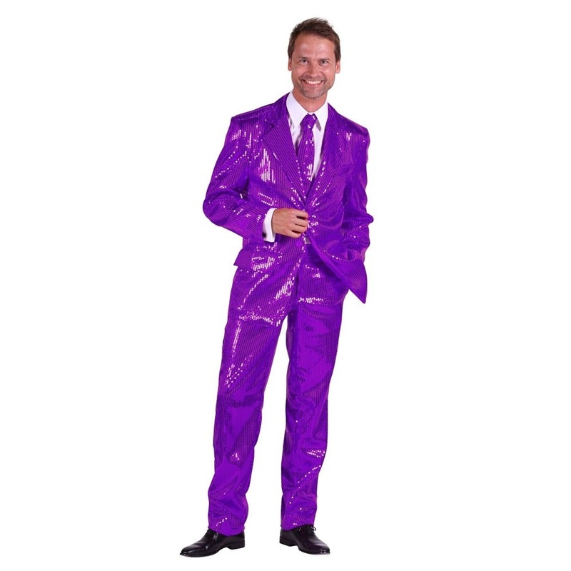 Purple party sequin men suit 46