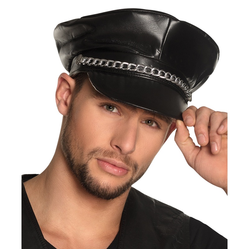 Rocky black leather hat