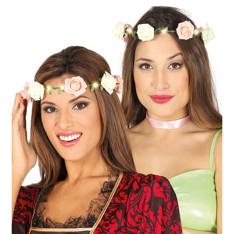 Rose hair wreath with LED