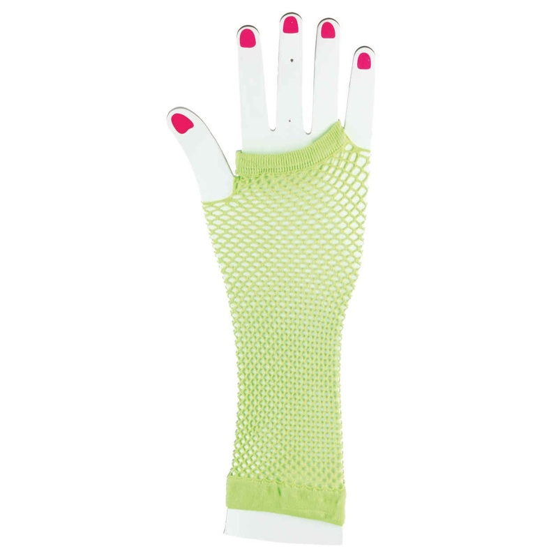 Sexy fishnet gloves neon green